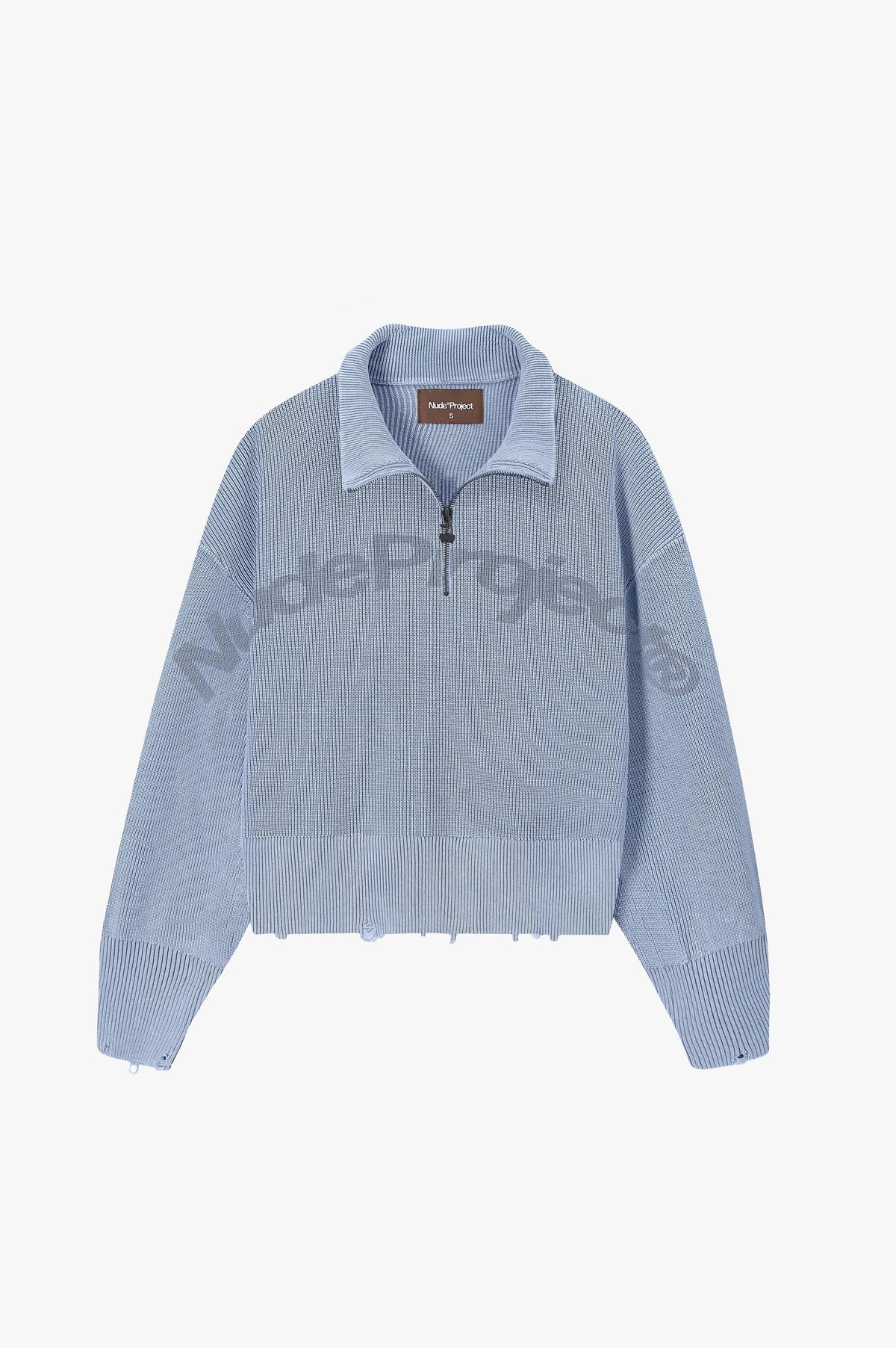 Beast Quarter-Zip Knit Blue Grey