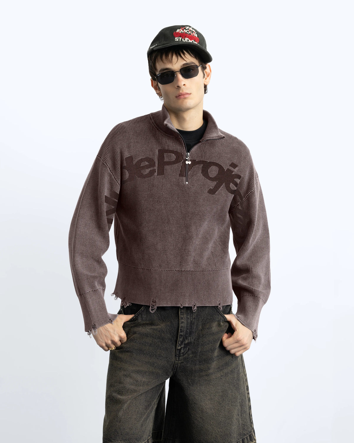 Beast Quarter-Zip Knit Brown